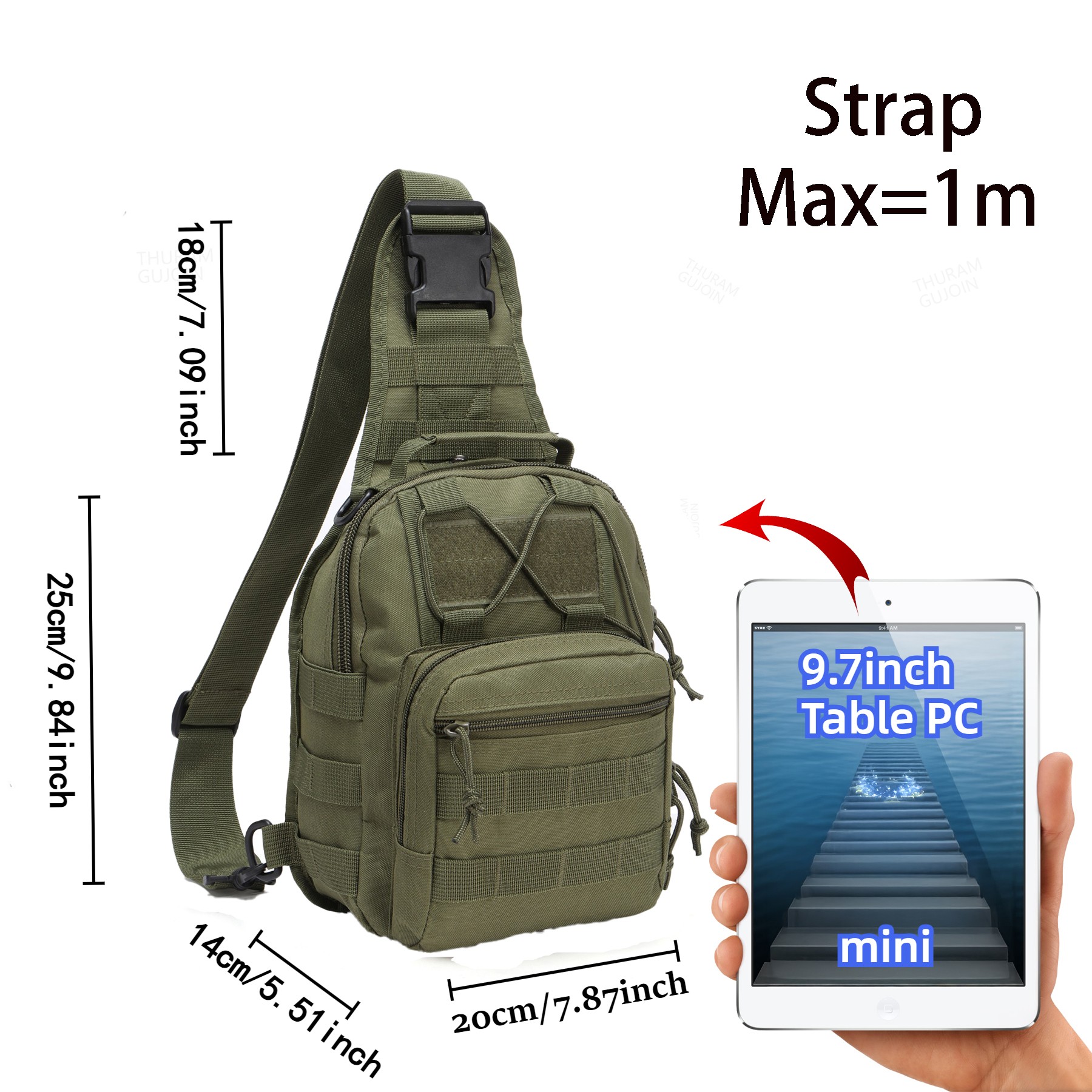 THURAM Outdoor Tactical Bag Ba - Sling Backpack Shoulder recension och pris