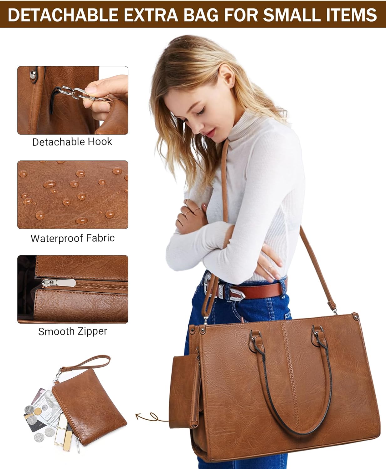 2 in 1 Laptop Tote Bag with In - Laptop Backpack 15.6 recension och pris