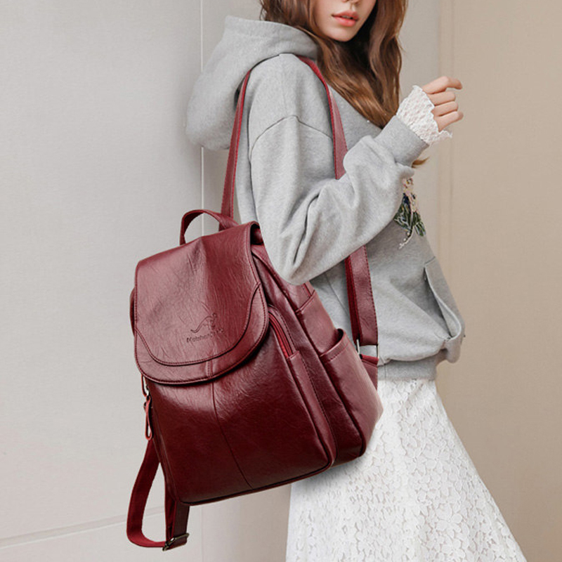 9 Color Women Soft Leather Bac - Leather Backpack Vintage recension och pris