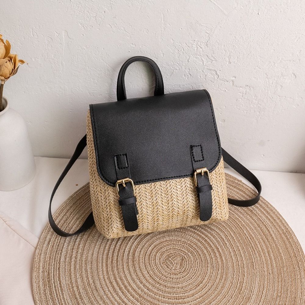 Versatile Bag PU Leather Straw - Leather Backpack Vintage recension och pris