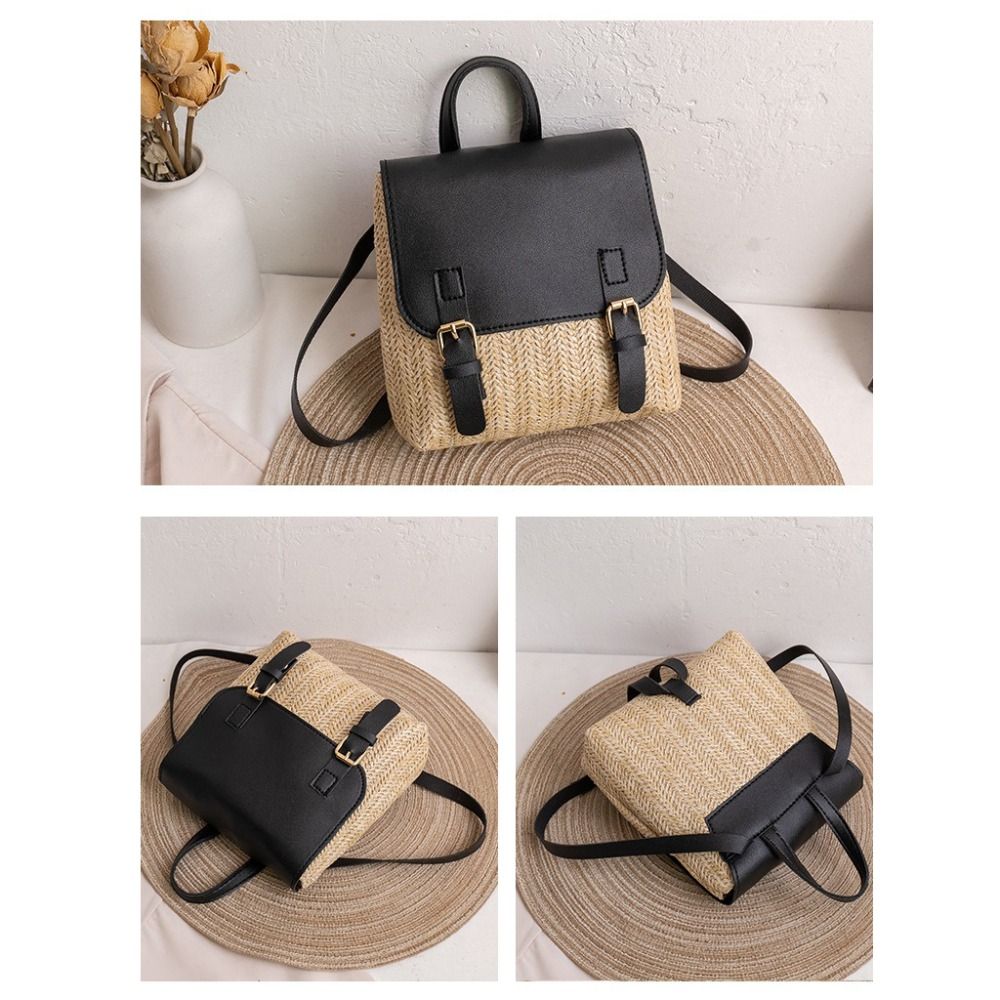 Versatile Bag PU Leather Straw - Leather Backpack Vintage recension och pris