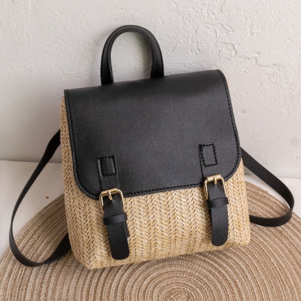 Versatile Bag PU Leather Straw - Leather Backpack Vintage recension och pris