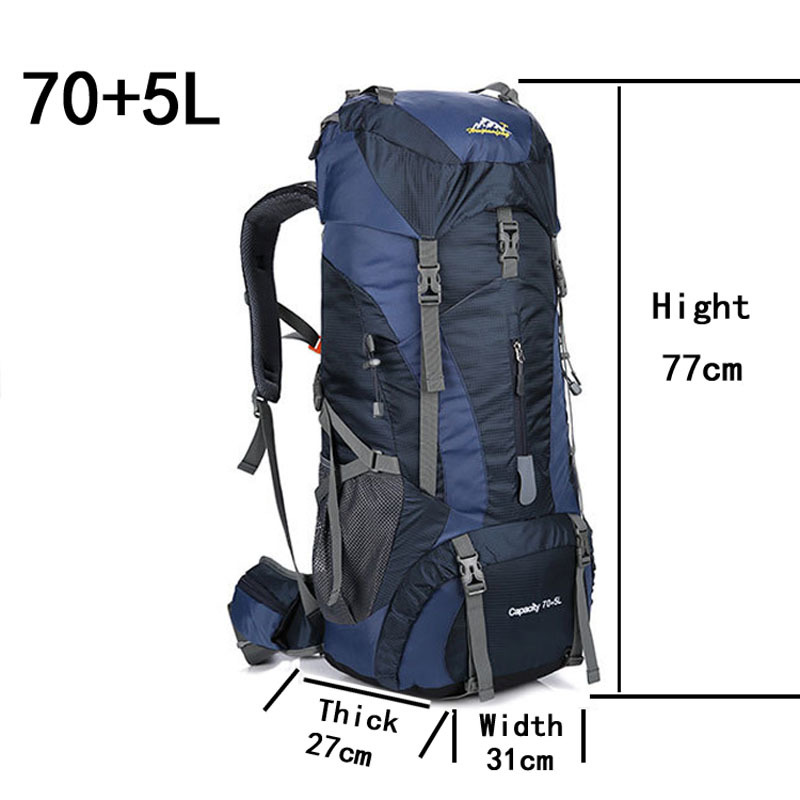 75L Men Women Outdoor Hiking T - Rain Cover Backpack recension och pris