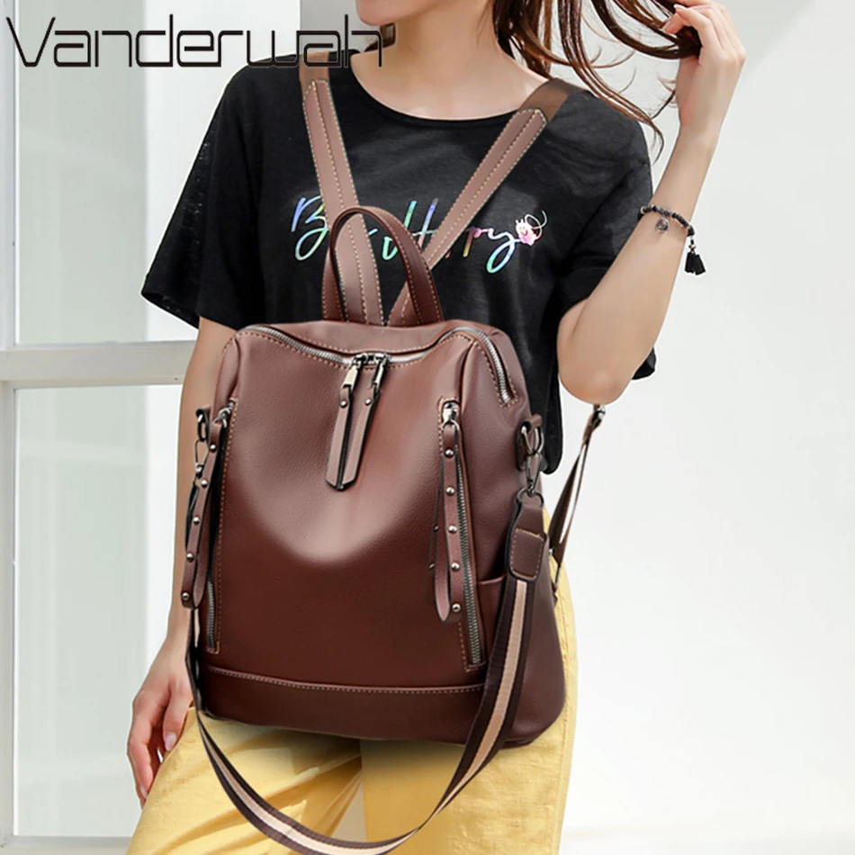 Brand Luxury Backpacks Soft Le - School Backpack Teen recension och pris