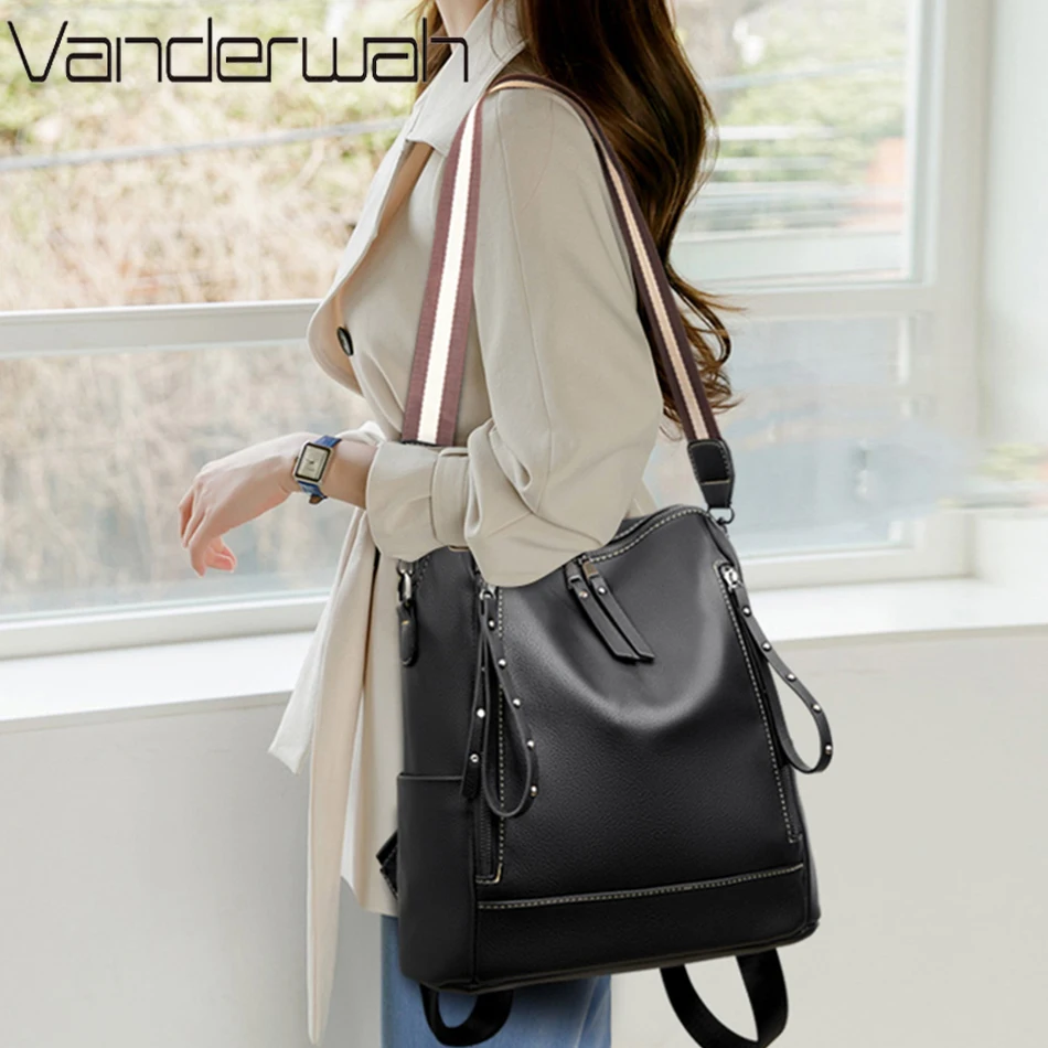 Brand Luxury Backpacks Soft Le - School Backpack Teen recension och pris