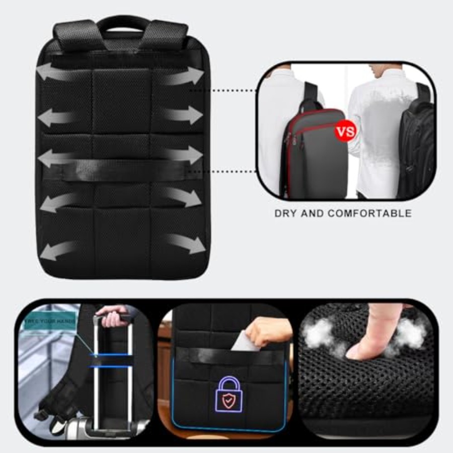 Slim and Expandable 15 15.6 16 - Travel Backpack Anti Theft recension och pris