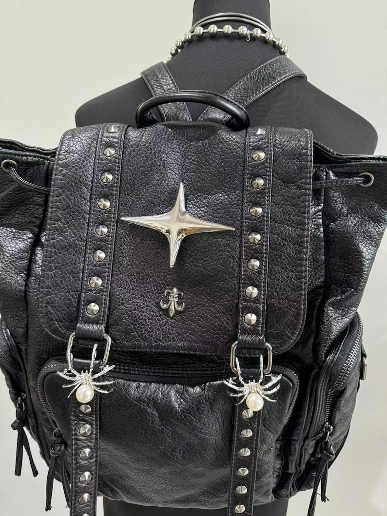 Gothic Punk PU Leather Shoulde - Leather Backpack Vintage recension och pris