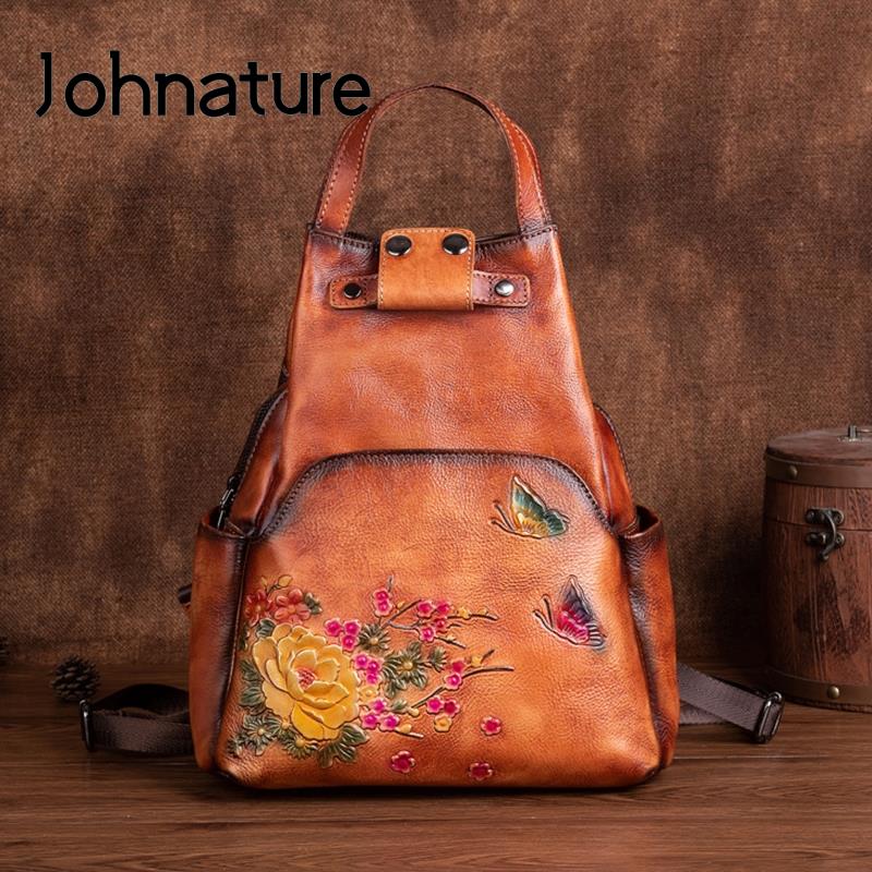 Johnature Genuine Leather Embo - Leather Backpack Vintage recension och pris