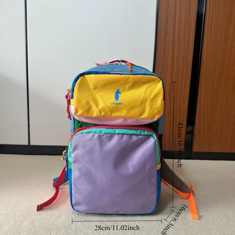 Dopamine Color Block Backpack  - Canvas Backpack Casual recension och pris
