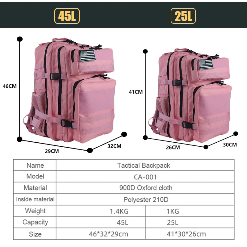 25L/45L 3P Tactical Backpack f - Urban Backpack Tactical recension och pris