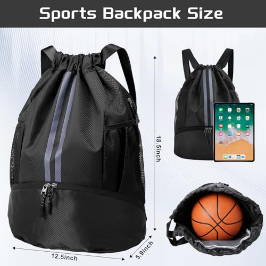 Sports Drawstring Backpack wit - Drawstring Gym Bag recension och pris