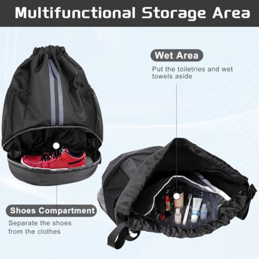Sports Drawstring Backpack wit - Drawstring Gym Bag recension och pris
