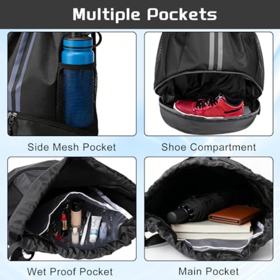 Sports Drawstring Backpack wit - Drawstring Gym Bag recension och pris