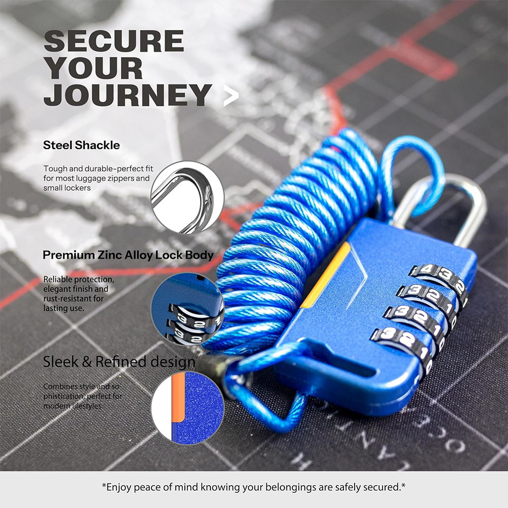 4 Digit Combination Padlock wi - Travel Backpack Anti Theft recension och pris