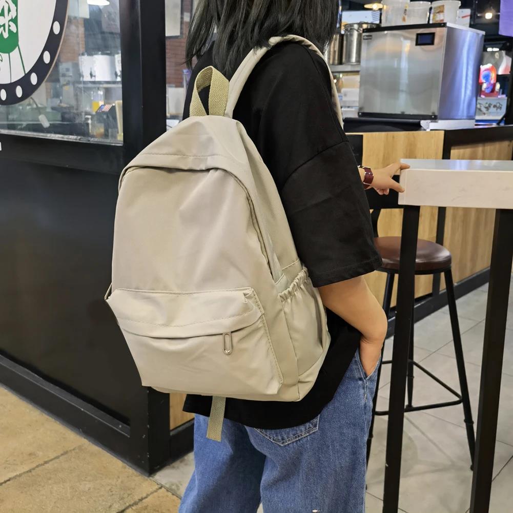 Solid Color Nylon Preppy Backp - School Backpack Teen recension och pris