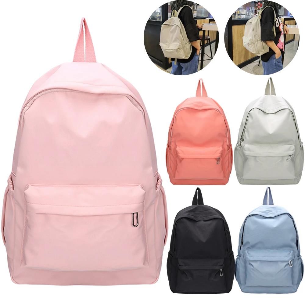 Solid Color Nylon Preppy Backp - School Backpack Teen recension och pris