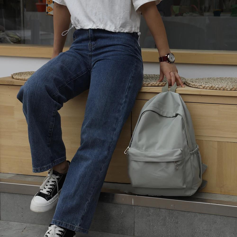 Solid Color Nylon Preppy Backp - School Backpack Teen recension och pris